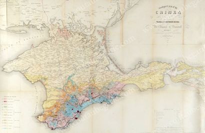 null VOYAGE DU PRINCE DEMIDOFF EN CRIMEE. Geological map of the Crimea by M. Huhot...