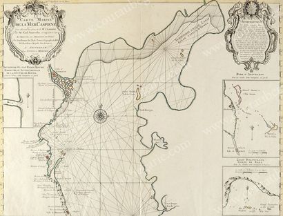 Ecole étrangère du XVIIIe siècle Lot de 2 cartes géographiques: Carte Marine de la...