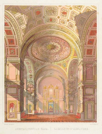 École RUSSE du XIXe siècle Ensemble de 11 lithographies: Nouveau Palais Impérial,...
