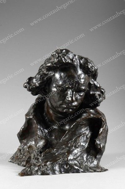 ARONSON Naoum (1872-1943) Tête du compositeur Ludwig van Beethoven (1770-1827). Bronze...