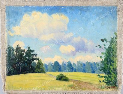KRILOFF André (1923-1991) Paysage en forêt. Huile sur toile signée en bas à droite....
