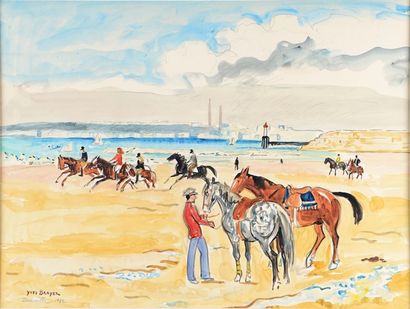 Yves BRAYER Deauville, 1972. Aquarelle. 46 x 62 cm
