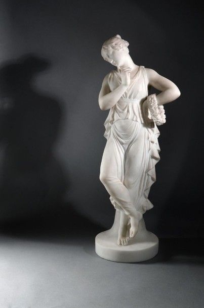 CANOVA Antonio (1757-1822) d'après Femme le doigt au menton. Marbre. H.: 81,2 cm...