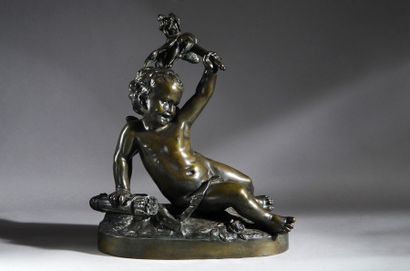 CARPEAUX J.B (1827-1875) L'Amour à la folie. Bronze à patine brune, fonte de susse,...
