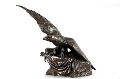 Paul MOREAU-VAUTHIER (1871 - 1936) La Victoire. Bronze à patine brune, signé sur...