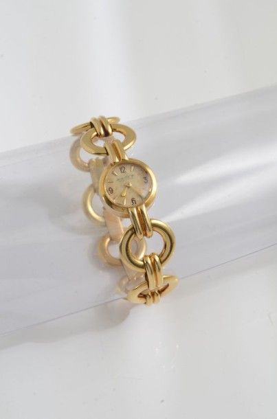 JAEGER-LECOULTRE Une montre bracelet pour dame en or jaune (18K, 750?), cadran rond,...
