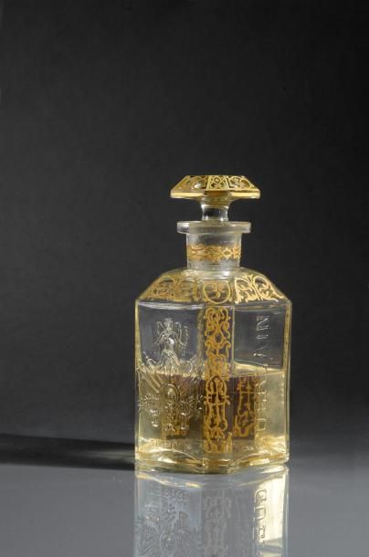 Guerlain - (années 1880-1910) Rarissime flacon en verre incolore pressé moulé de...
