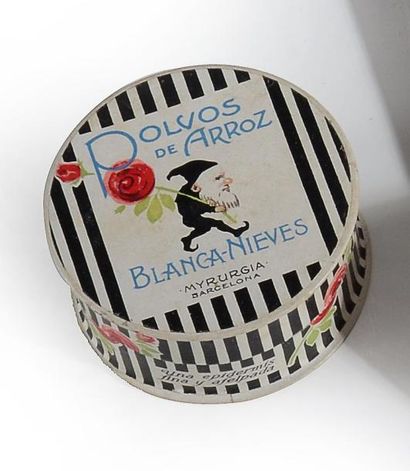 MYRURGIA «Blanca Nieves» - (années 1930) Boîte de poudre cylindrique forme tambour...