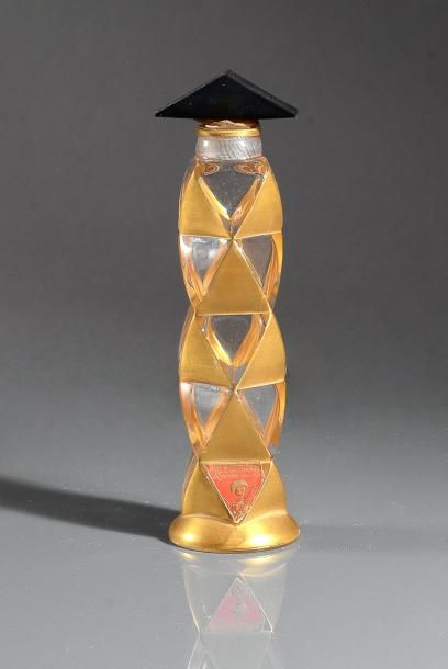 Rosine (Paul Poiret) «Arlequinade» - (1913) Elégant flacon moderniste en verre incolore...