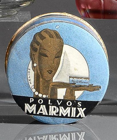 Polvos Marmix - (années 1930 - Espagne) Boîte de poudre cylindrique forme tambour...
