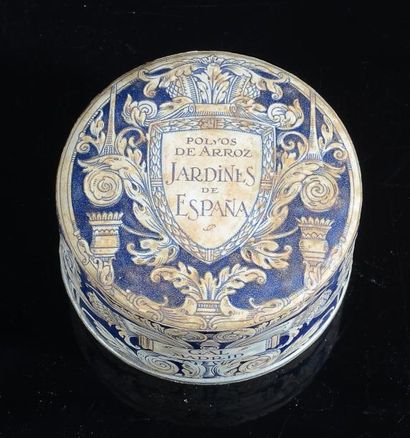 GAL «Jardines de Espana» - (années 1920 - Espagne) Rare boîte de poudre cylindrique...