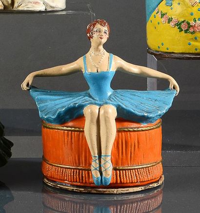 GALERIES LAfAYETTE «Terre de Retz» - (années 1920) Boîte de poudre modèle «Ballerine»...