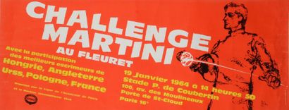 null Affiche du Challenge Martini au fleuret de 1964 au Stade Pierre de Coubertin....