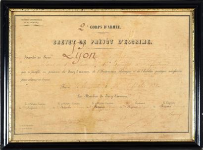 null Ensemble de 3 brevets de Prévôt d'escrime attribués au Sieur Leroux en 1879,...