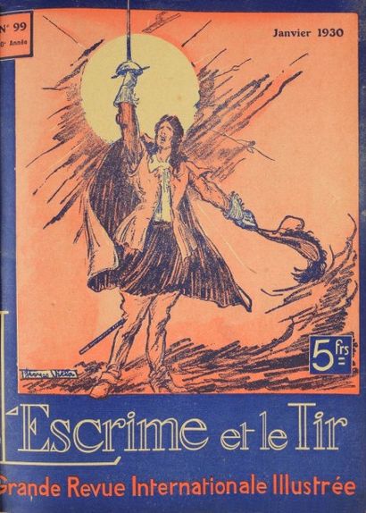 null L'Escrime et le Tir. Revue reliée 1/2 veau rouge. Année 1930.