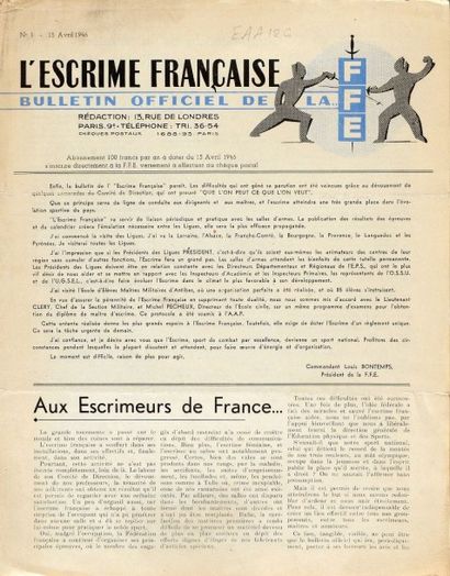 null L'escrime Française. 35 numéros du 1er avril 1946 à mai 1949. Reprises des parutions...
