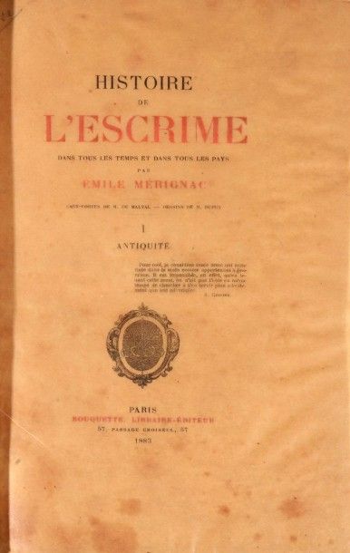 Emile MERIGNAC « Histoire de l'escrime dans tous les temps et dans tous les pays»...