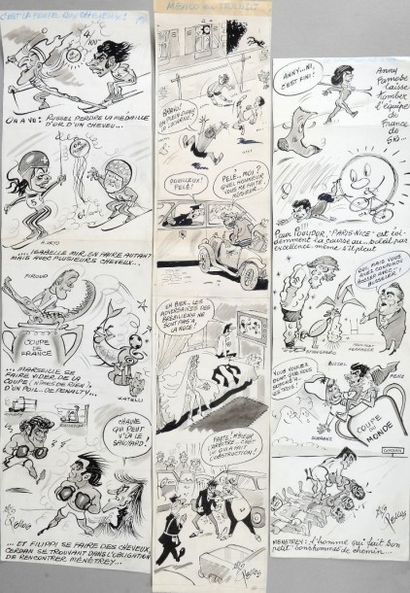 PELLOS (1900-1998) Ensemble de 3 dessins originaux à l'encre parus dans les numéros...
