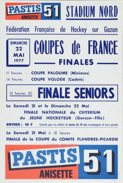 null Affiche officielle des finales 1977 de la Coupe de France de hockey sur gazon...