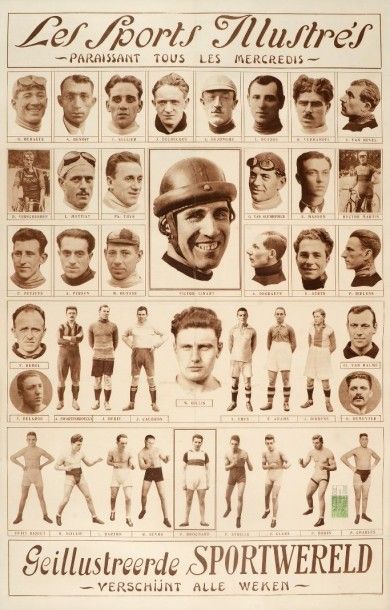null Affiche. «Les Sports Illustrés». De nombreux champions du sport belge en 1927...