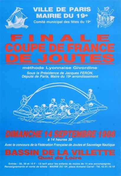 null Affiche de la finale de la Coupe de France 1986 de joutes méthode Lyonnaise...