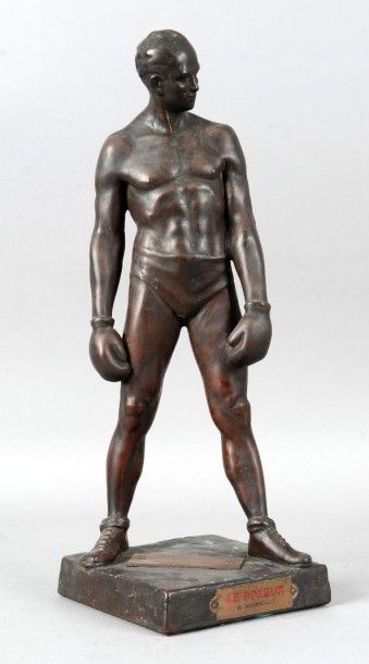 null Sculpture «Le Boxeur» de Jouanneault. Coupe offerte en 1953 par Mr Collaveri,...