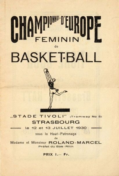 null Rare programme des Championnats d'Europe Féminin le 12 et 13 juillet 1930 à...