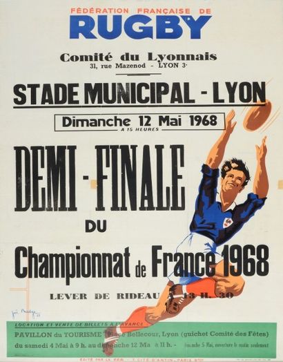 null Affiche de la demi-finale du Championnat de France 1968 entre le RC Toulon et...