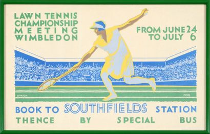 null Affiche du «Lawn Tennis Championship Wimbledon 1929». Signée Dorothy Paton....