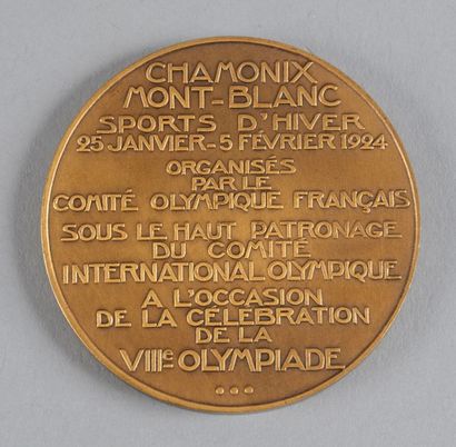 1924. Chamonix Médaille officielle de participant attribuée à Jean d'Aulan pour les...