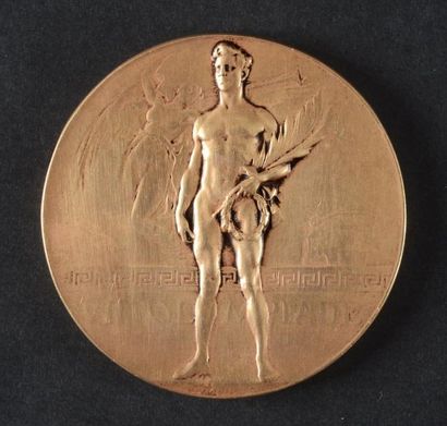 1920. Anvers Médaille d'or officielle attribuée aux Vainqueurs pour la 1ère place....
