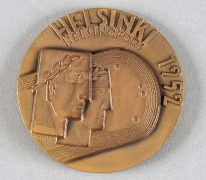 1952. Helsinki Médaille officielle de participant. En bronze. Graveur Rasanen. Diamètre...