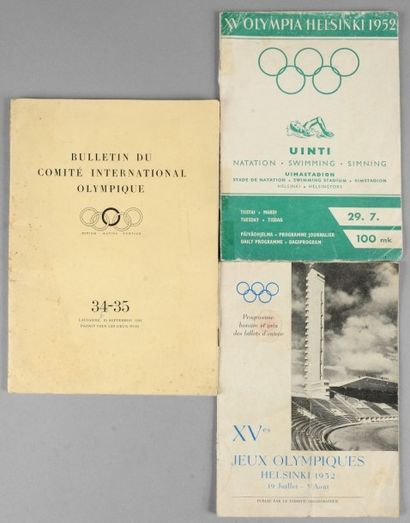1952. Helsinki Programme général des épreuves, programmes de natation avec la demi-finale...