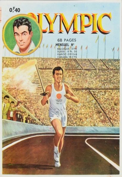 1964. Tokyo Dessin original d'Antonio Garcia pour la couverture de la revue Olympic...