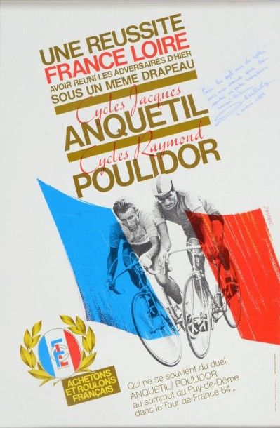 null Affiche promotion pour les cycles France Loire avec Anquetil et Poulidor en...
