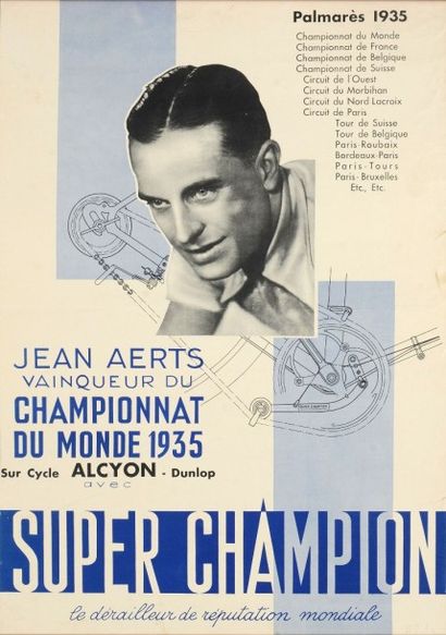 null Affiche Palmarès avec Jean Aerts vainqueur du Championnat du Monde 1935 avec...