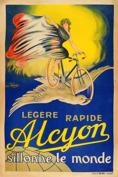 null Affiche des cycles Alcyon d'après Louis Mangin. Superbe illustration. Dim. 79...