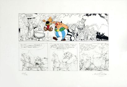 UDERZO ASTERIX ET OBELIX. La distribution de la potion magique. Sérigraphie numérotée...