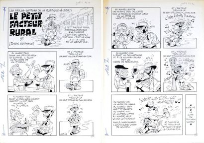 Gotlib, Marcel LE PETIT FACTEUR RURAL. Encre de Chine pour ce gag en deux planches...