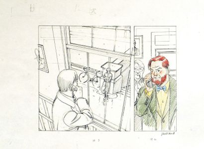 JUILLARD, André Blake et Mortimer. Le serment des Cinq Lords. Mine de plomb et crayon...