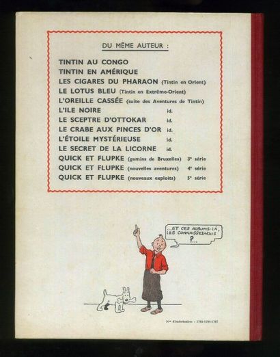 HERGÉ TINTIN 06. L'OREILLE CASSÉE. EO. A20 Edition originale. Casterman 1943. 4ème...