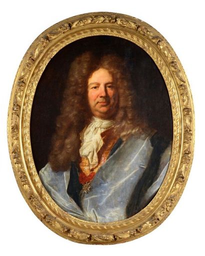 Attribué à Hyacinthe RIGAUD (1659- 1743) 
Portrait d'home en perruque portant l'ordre...