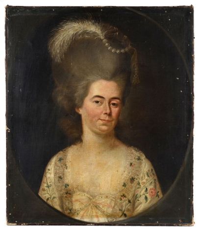 Ecole Autrichienne vers 1780 
Portrait de femme en buste, les cheveux piqués d'une...