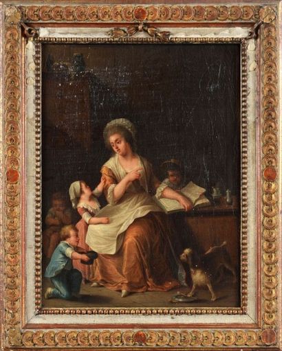 Attribué à Jean-Baptiste CHARPENTIER (1728 - 1806) 
La maitresse d'école 
Toile 
39...