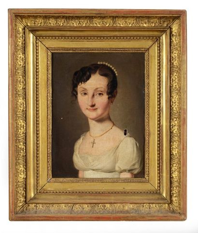 Louis-Léopold BOILLY (La Bassée 1761 - Paris 1845) 
Portrait de jeune fille au peigne...