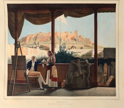 Louis DUPRE (1789 - 1837) 
L ?ACROPOLE, vue de la Maison du Consul de France, Mr...