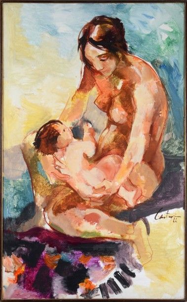 Juan Carlos Castagnino (1908-1972) 
Maternité, 1966
Acrylique sur toile signé en...