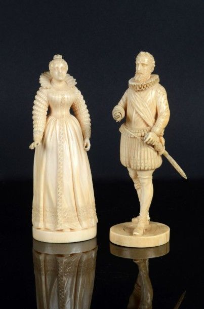 Dieppe 
Henri IV et Marie de Médicis.
Couple de sujet en ivoire (spécimen réalisé...