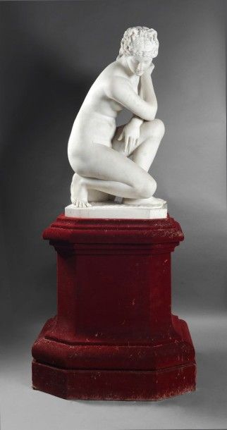 Pietro BARRANTI (XIXe siècle) 
Venus accroupie.
Marbre (un doigt cassé)
Signé P....