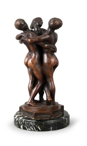 ANTOINE-LOUIS BARYE (1796-1875) 
Les Trois grâces.
Epreuve en bronze à patine brune,...